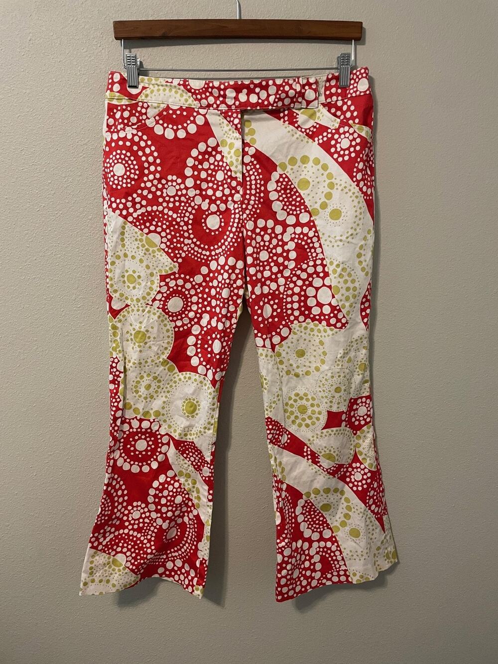 Wide Leg Printed Pants in Red & White